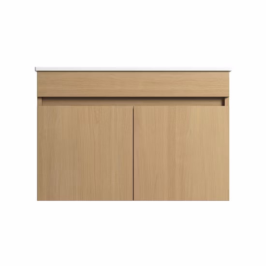 23.6 Inch Wall Mounted Two Cabinet Doors Bathroom Vanity with Ceramic Basin