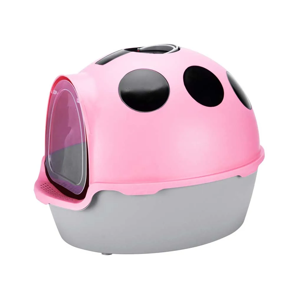 Extra Large Space Fully Enclosed Cat Litter Box Ladybug Shape Deodorant Splash Large Cat Toilet