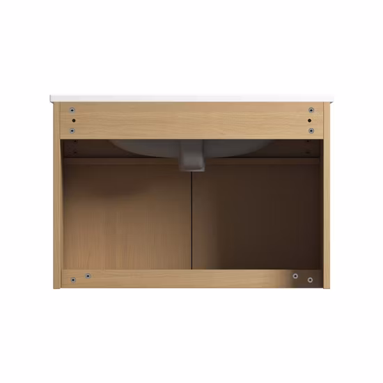 23.6 Inch Wall Mounted Two Cabinet Doors Bathroom Vanity with Ceramic Basin