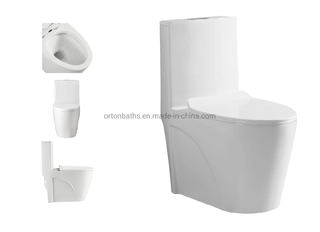 Ortonbath American Modern High Standards Toilet Cheap Sanitary Ware Ceramic Wc Commode Siphonic S-Trap One Piece Toilet with Toilets Bowl Seat Cover Accessories