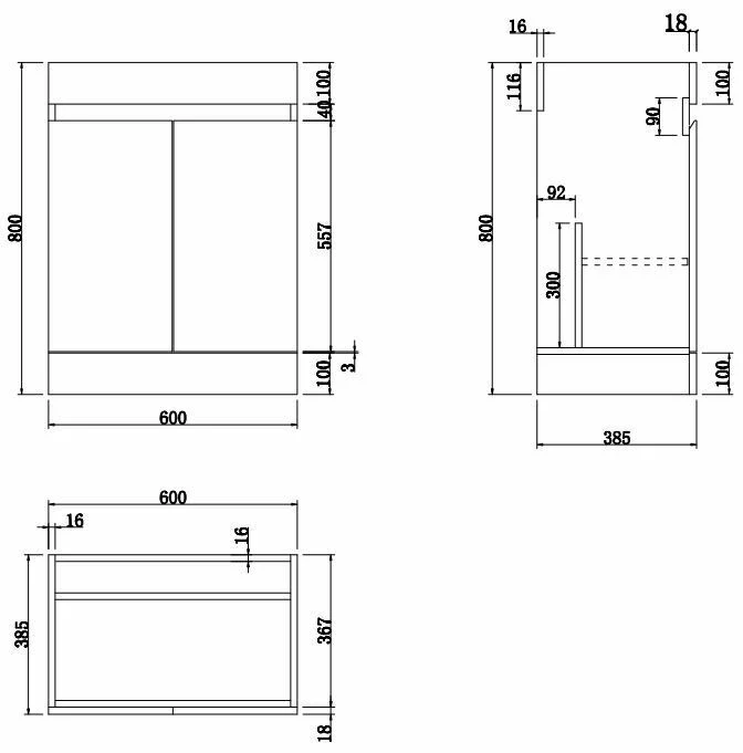 Storage Furniture 60cm Bathroom PVC White Gloss Vanity