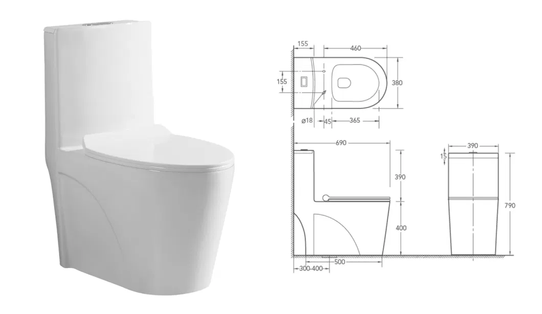 Ortonbath American Modern High Standards Toilet Cheap Sanitary Ware Ceramic Wc Commode Siphonic S-Trap One Piece Toilet with Toilets Bowl Seat Cover Accessories