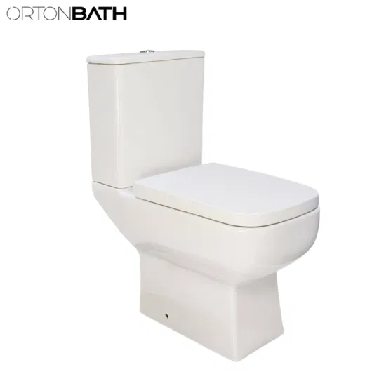 Ortonbath Dual Flush 3/6L Toilette mit P-Siphon, quadratische Form, randlose, eng gekoppelte, moderne Toilette mit Soft-Close-Sitz, zweiteilige Toilette